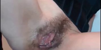 Teen with hairy pussy anal dildo riding