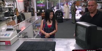 Hot cuban girl enters the wrong pawnshop gets fucked by owners office
