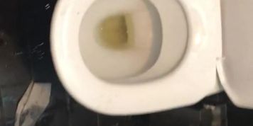 Very messy public toilet piss with my uncut dick