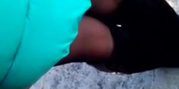 Cum on Girl at bus stop