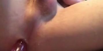 Sissyboy plays with dildo 