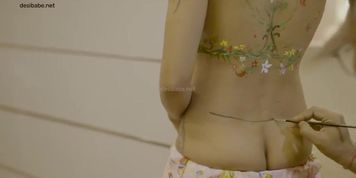 Reshmi Nair Participating In Nude Painting And Made Coulored Bra And Panty