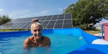 Hot Housewife Solo Pool Fun in Lingerie - Lukerya's Big Ass Vacation
