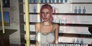 Busty 3D cartoon redhead girl gets fucked by a zombie