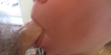 mother-in-law loves to suck dick and get a portion of cum in her mouth close-up (Close Up Blowjob)