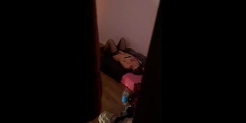 Pervert man spying his step daughter and shooting a video on his phone