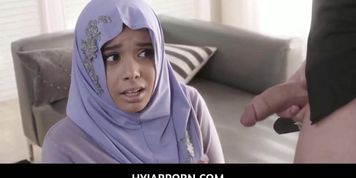 Hot shaved pussy teen Aaliyah Hadid anal fuck on top of Logan Pierce in her Hijab porn