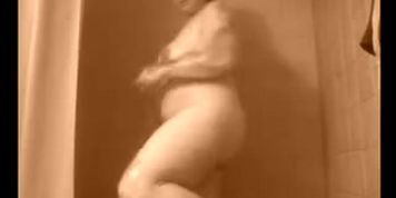Filming my showering BBW Wife Sandra