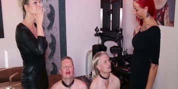 SCOUT69 - German Femdom Domination Spit and more Session with 2 Slaves