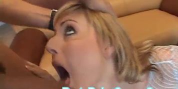 slutty blonde sucks and fucks two big cocks