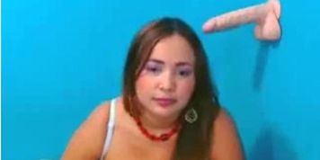 Busty Fatty Sucks On Her Dildo