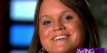 Hot real swinging swinger couples enter orgy room and get interviewed by hostess